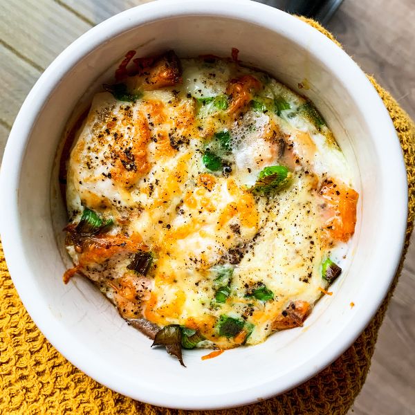 Air Fryer Hot Smoked Salmon Baked Eggs